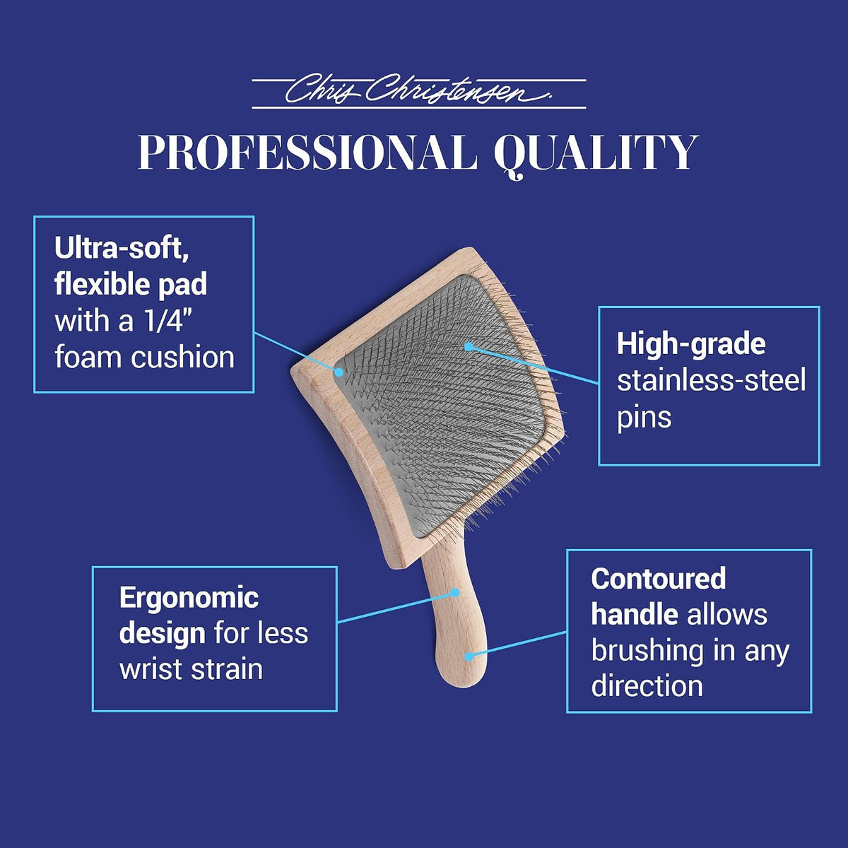 Mark I Slicker Brush for Dogs, 12mm Pins, Groom Like a Pro, Handcrafted Lightweight Beechwood Ergonomic Handle, Stainless Steel Pins, A5I X-Small. Made in Germany.