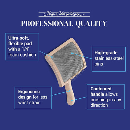 Mark I Slicker Brush for Dogs, 12mm Pins, Groom Like a Pro, Handcrafted Lightweight Beechwood Ergonomic Handle, Stainless Steel Pins, A5I X-Small. Made in Germany.