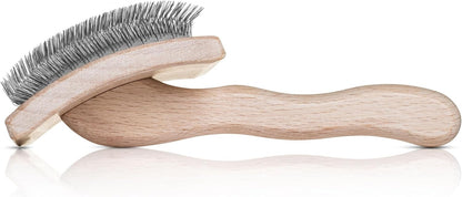 Mark I Slicker Brush for Dogs, 12mm Pins, Groom Like a Pro, Handcrafted Lightweight Beechwood Ergonomic Handle, Stainless Steel Pins, A5I X-Small. Made in Germany.