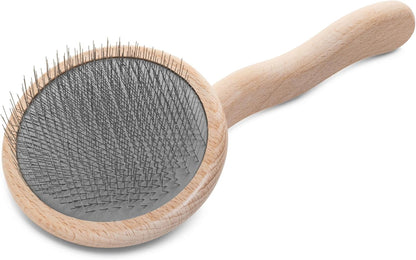 Mark I Slicker Brush for Dogs, 12mm Pins, Groom Like a Pro, Handcrafted Lightweight Beechwood Ergonomic Handle, Stainless Steel Pins, A5I X-Small. Made in Germany.