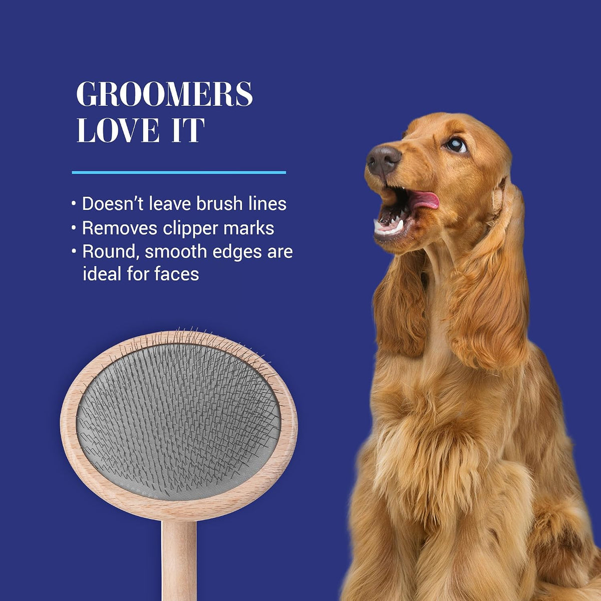 Mark I Slicker Brush for Dogs, 12mm Pins, Groom Like a Pro, Handcrafted Lightweight Beechwood Ergonomic Handle, Stainless Steel Pins, A5I X-Small. Made in Germany.