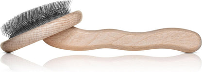 Mark I Slicker Brush for Dogs, 12mm Pins, Groom Like a Pro, Handcrafted Lightweight Beechwood Ergonomic Handle, Stainless Steel Pins, A5I X-Small. Made in Germany.