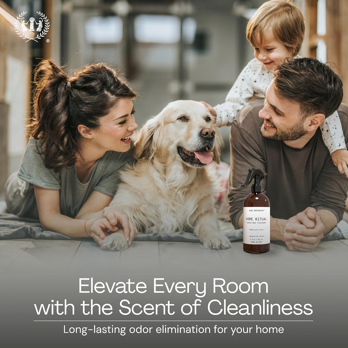 Home Ritual Active Odor Eliminator Spray - Furniture Deodorizer Spray & Bathroom Odor Eliminator for Home - Essential Oil Air Freshener - 4oz, Fresh Linen