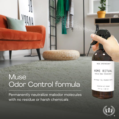 Home Ritual Active Odor Eliminator Spray - Furniture Deodorizer Spray & Bathroom Odor Eliminator for Home - Essential Oil Air Freshener - 4oz, Fresh Linen