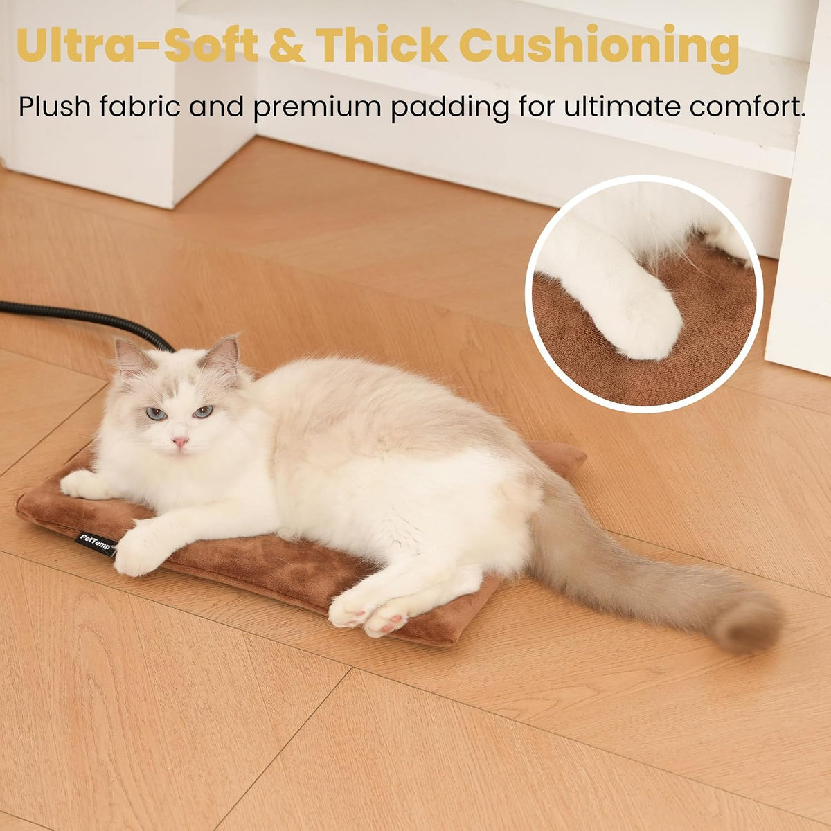 Pet Heating Pad for Cats Dogs Indoor & Sheltered Outdoor Waterproof Heated Cat Bed Heated Dog Bed Chew Resistant Cord Constant Temperature Electric Warming (Brown, S: 16" × 13" × 1.3")