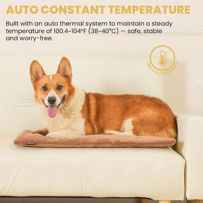 Pet Heating Pad for Cats Dogs Indoor & Sheltered Outdoor Waterproof Heated Cat Bed Heated Dog Bed Chew Resistant Cord Constant Temperature Electric Warming (Brown, S: 16" × 13" × 1.3")