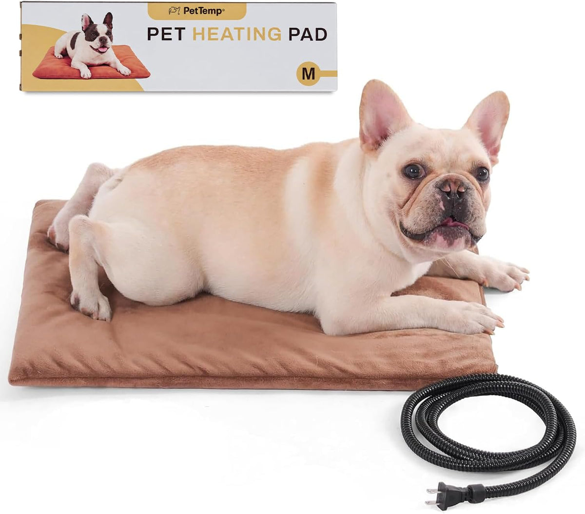 Pet Heating Pad for Cats Dogs Indoor & Sheltered Outdoor Waterproof Heated Cat Bed Heated Dog Bed Chew Resistant Cord Constant Temperature Electric Warming (Brown, S: 16" × 13" × 1.3")