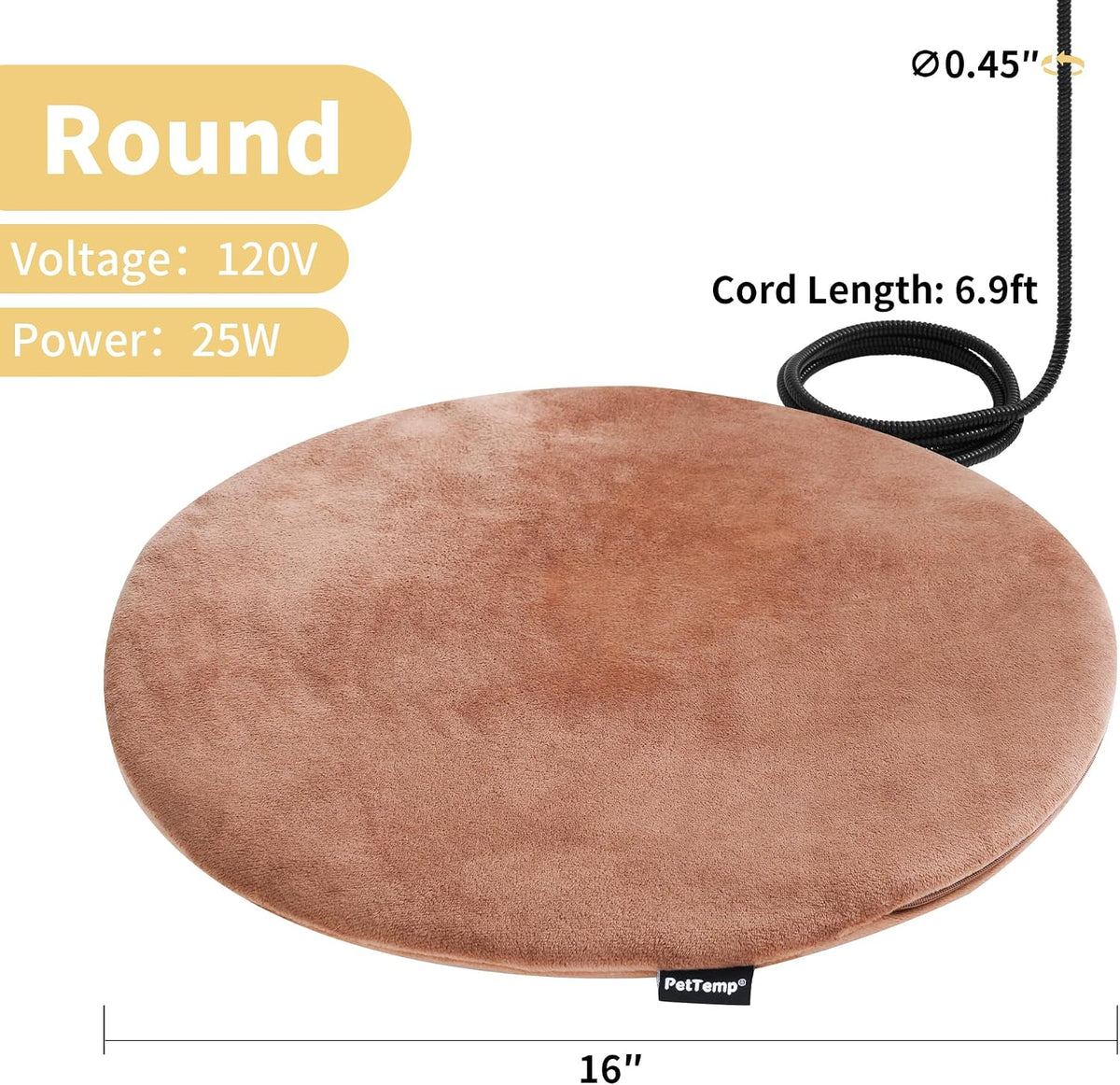 Pet Heating Pad for Cats Dogs Indoor & Sheltered Outdoor Waterproof Heated Cat Bed Heated Dog Bed Chew Resistant Cord Constant Temperature Electric Warming (Brown, S: 16" × 13" × 1.3")