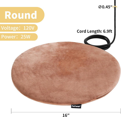 Pet Heating Pad for Cats Dogs Indoor & Sheltered Outdoor Waterproof Heated Cat Bed Heated Dog Bed Chew Resistant Cord Constant Temperature Electric Warming (Brown, S: 16" × 13" × 1.3")