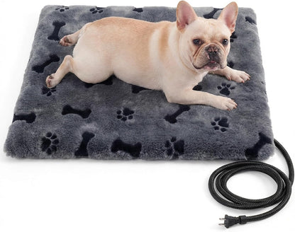 Pet Heating Pad for Cats Dogs Indoor & Sheltered Outdoor Waterproof Heated Cat Bed Heated Dog Bed Chew Resistant Cord Constant Temperature Electric Warming (Brown, S: 16" × 13" × 1.3")