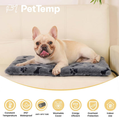 Pet Heating Pad for Cats Dogs Indoor & Sheltered Outdoor Waterproof Heated Cat Bed Heated Dog Bed Chew Resistant Cord Constant Temperature Electric Warming (Brown, S: 16" × 13" × 1.3")