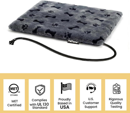 Pet Heating Pad for Cats Dogs Indoor & Sheltered Outdoor Waterproof Heated Cat Bed Heated Dog Bed Chew Resistant Cord Constant Temperature Electric Warming (Brown, S: 16" × 13" × 1.3")