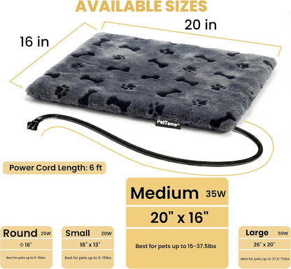 Pet Heating Pad for Cats Dogs Indoor & Sheltered Outdoor Waterproof Heated Cat Bed Heated Dog Bed Chew Resistant Cord Constant Temperature Electric Warming (Brown, S: 16" × 13" × 1.3")