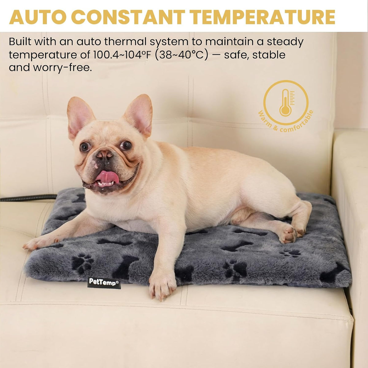 Pet Heating Pad for Cats Dogs Indoor & Sheltered Outdoor Waterproof Heated Cat Bed Heated Dog Bed Chew Resistant Cord Constant Temperature Electric Warming (Brown, S: 16" × 13" × 1.3")