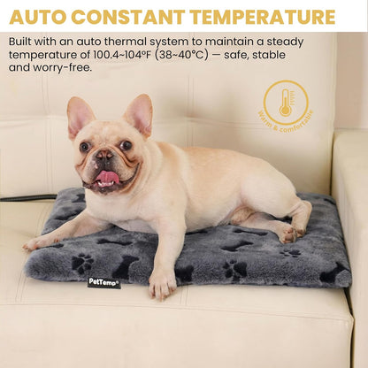 Pet Heating Pad for Cats Dogs Indoor & Sheltered Outdoor Waterproof Heated Cat Bed Heated Dog Bed Chew Resistant Cord Constant Temperature Electric Warming (Brown, S: 16" × 13" × 1.3")