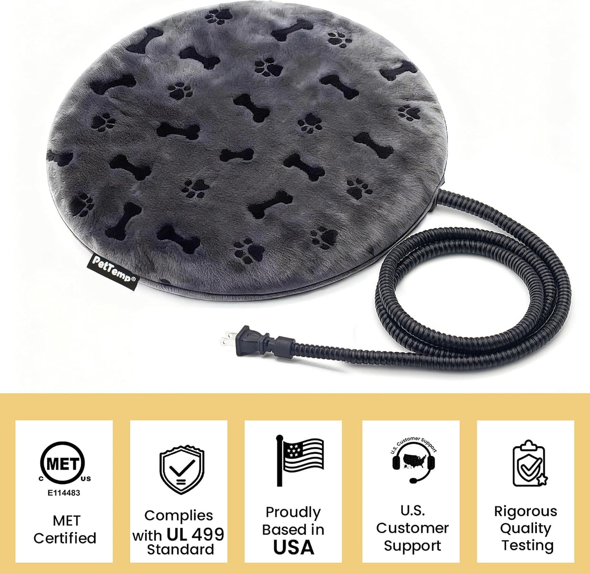 Pet Heating Pad for Cats Dogs Indoor & Sheltered Outdoor Waterproof Heated Cat Bed Heated Dog Bed Chew Resistant Cord Constant Temperature Electric Warming (Brown, S: 16" × 13" × 1.3")