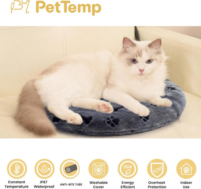 Pet Heating Pad for Cats Dogs Indoor & Sheltered Outdoor Waterproof Heated Cat Bed Heated Dog Bed Chew Resistant Cord Constant Temperature Electric Warming (Brown, S: 16" × 13" × 1.3")