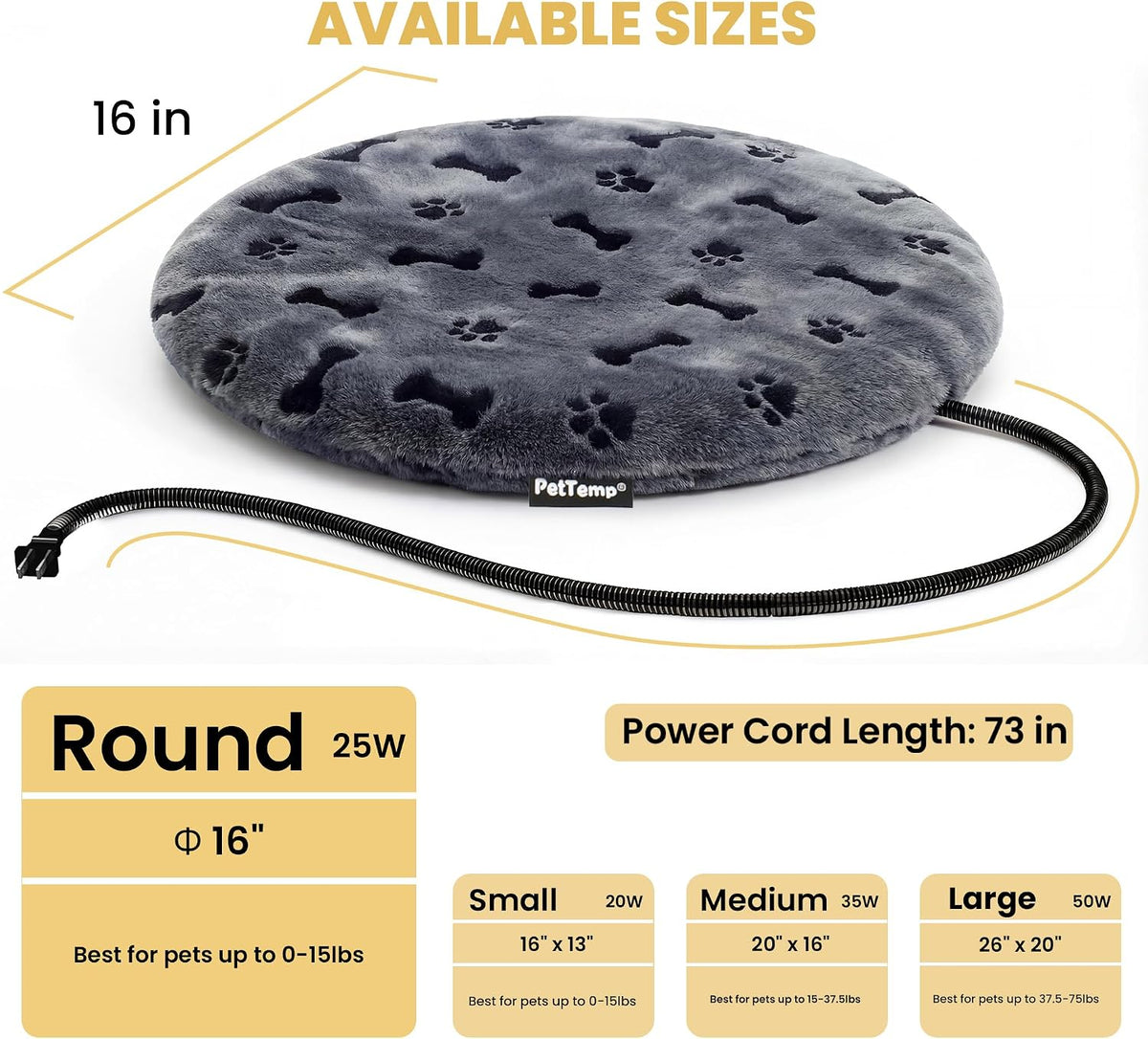 Pet Heating Pad for Cats Dogs Indoor & Sheltered Outdoor Waterproof Heated Cat Bed Heated Dog Bed Chew Resistant Cord Constant Temperature Electric Warming (Brown, S: 16" × 13" × 1.3")
