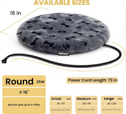 Pet Heating Pad for Cats Dogs Indoor & Sheltered Outdoor Waterproof Heated Cat Bed Heated Dog Bed Chew Resistant Cord Constant Temperature Electric Warming (Brown, S: 16" × 13" × 1.3")