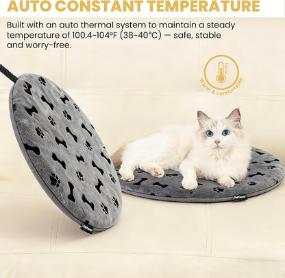 Pet Heating Pad for Cats Dogs Indoor & Sheltered Outdoor Waterproof Heated Cat Bed Heated Dog Bed Chew Resistant Cord Constant Temperature Electric Warming (Brown, S: 16" × 13" × 1.3")