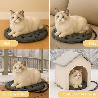 Pet Heating Pad for Cats Dogs Indoor & Sheltered Outdoor Waterproof Heated Cat Bed Heated Dog Bed Chew Resistant Cord Constant Temperature Electric Warming (Brown, S: 16" × 13" × 1.3")
