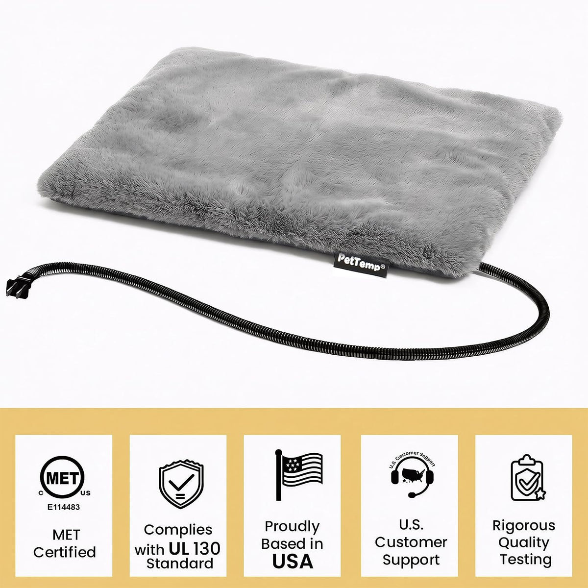 Pet Heating Pad for Cats Dogs Indoor & Sheltered Outdoor Waterproof Heated Cat Bed Heated Dog Bed Chew Resistant Cord Constant Temperature Electric Warming (Brown, S: 16" × 13" × 1.3")