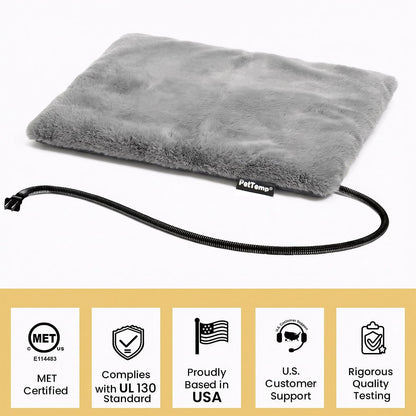 Pet Heating Pad for Cats Dogs Indoor & Sheltered Outdoor Waterproof Heated Cat Bed Heated Dog Bed Chew Resistant Cord Constant Temperature Electric Warming (Brown, S: 16" × 13" × 1.3")