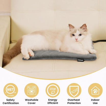 Pet Heating Pad for Cats Dogs Indoor & Sheltered Outdoor Waterproof Heated Cat Bed Heated Dog Bed Chew Resistant Cord Constant Temperature Electric Warming (Brown, S: 16" × 13" × 1.3")