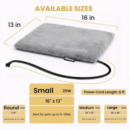 Pet Heating Pad for Cats Dogs Indoor & Sheltered Outdoor Waterproof Heated Cat Bed Heated Dog Bed Chew Resistant Cord Constant Temperature Electric Warming (Brown, S: 16" × 13" × 1.3")
