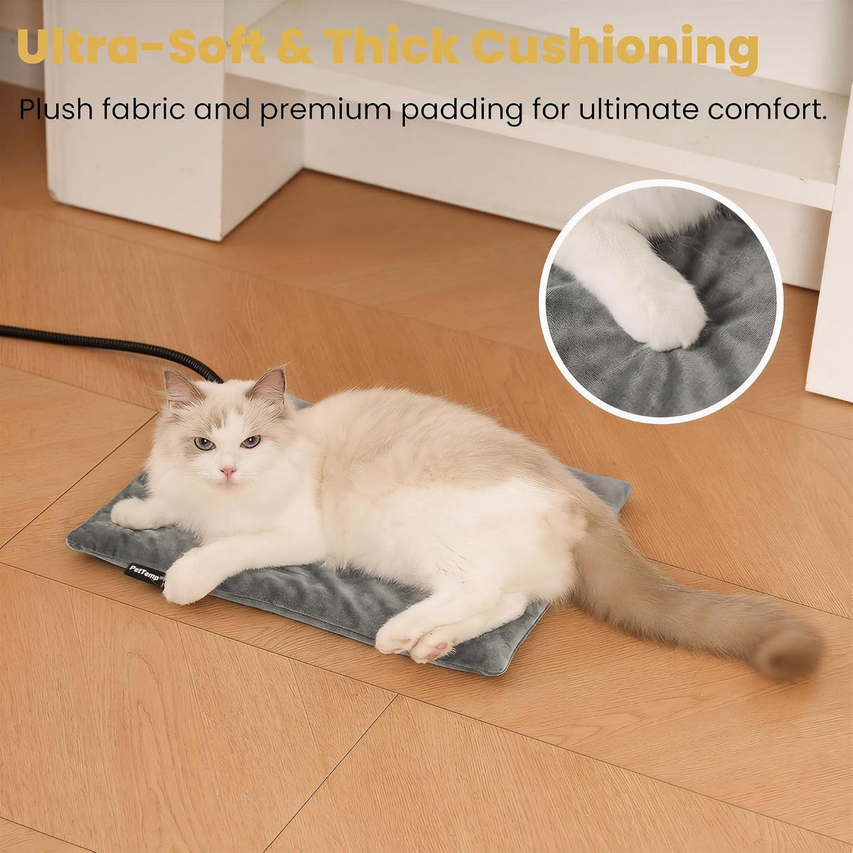 Pet Heating Pad for Cats Dogs Indoor & Sheltered Outdoor Waterproof Heated Cat Bed Heated Dog Bed Chew Resistant Cord Constant Temperature Electric Warming (Brown, S: 16" × 13" × 1.3")