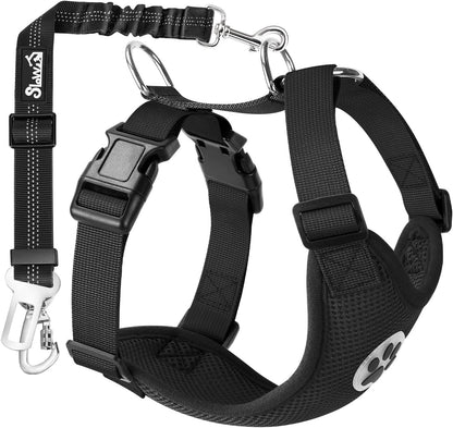 Dog Seat Belt Harness for Car, Dog Car Harness & Seatbelt, FU M | Adjustable Mesh Breathable Harness & Dog Seatbelt Safety Tether with Elastic Bungee & Double Clips for Small Medium Large Pet
