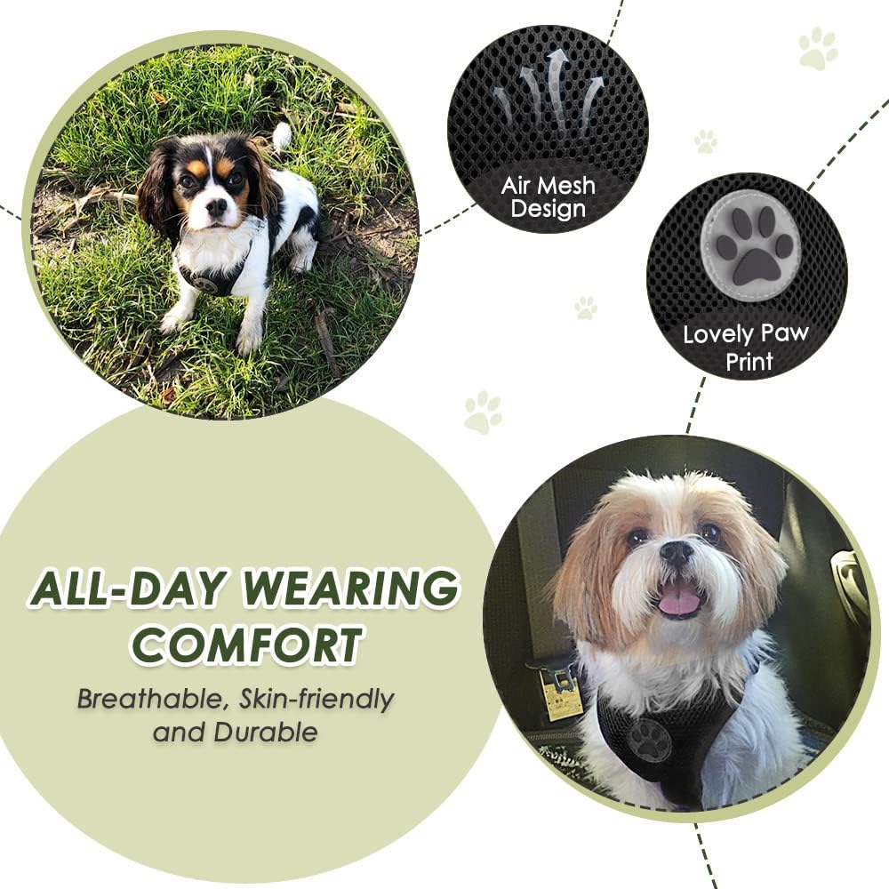 Dog Seat Belt Harness for Car, Dog Car Harness & Seatbelt, FU M | Adjustable Mesh Breathable Harness & Dog Seatbelt Safety Tether with Elastic Bungee & Double Clips for Small Medium Large Pet