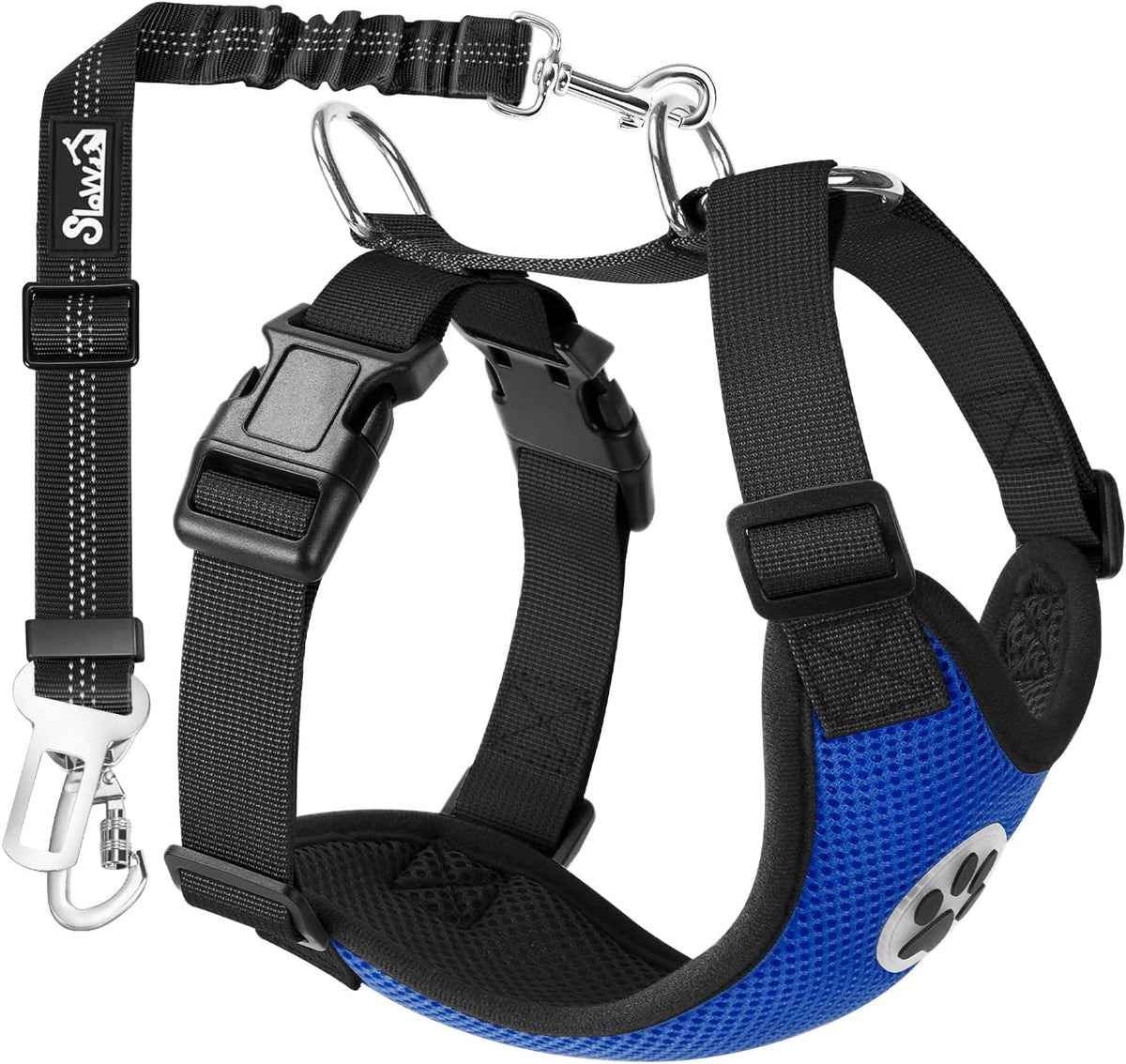 Dog Seat Belt Harness for Car, Dog Car Harness & Seatbelt, FU M | Adjustable Mesh Breathable Harness & Dog Seatbelt Safety Tether with Elastic Bungee & Double Clips for Small Medium Large Pet