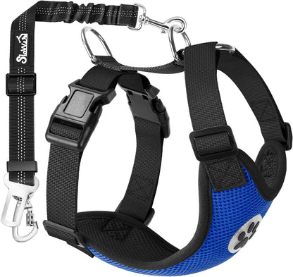 Dog Seat Belt Harness for Car, Dog Car Harness & Seatbelt, FU M | Adjustable Mesh Breathable Harness & Dog Seatbelt Safety Tether with Elastic Bungee & Double Clips for Small Medium Large Pet