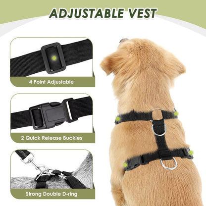 Dog Seat Belt Harness for Car, Dog Car Harness & Seatbelt, FU M | Adjustable Mesh Breathable Harness & Dog Seatbelt Safety Tether with Elastic Bungee & Double Clips for Small Medium Large Pet