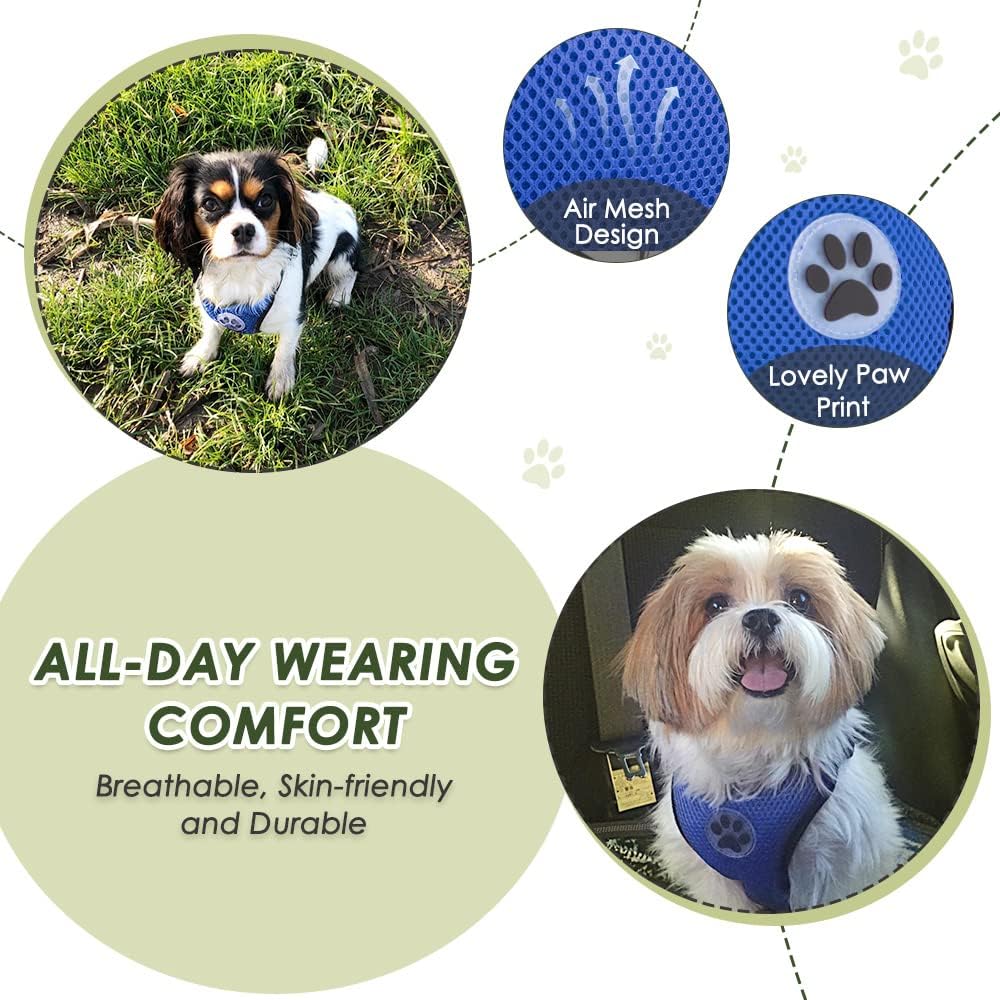 Dog Seat Belt Harness for Car, Dog Car Harness & Seatbelt, FU M | Adjustable Mesh Breathable Harness & Dog Seatbelt Safety Tether with Elastic Bungee & Double Clips for Small Medium Large Pet