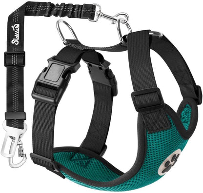 Dog Seat Belt Harness for Car, Dog Car Harness & Seatbelt, FU M | Adjustable Mesh Breathable Harness & Dog Seatbelt Safety Tether with Elastic Bungee & Double Clips for Small Medium Large Pet