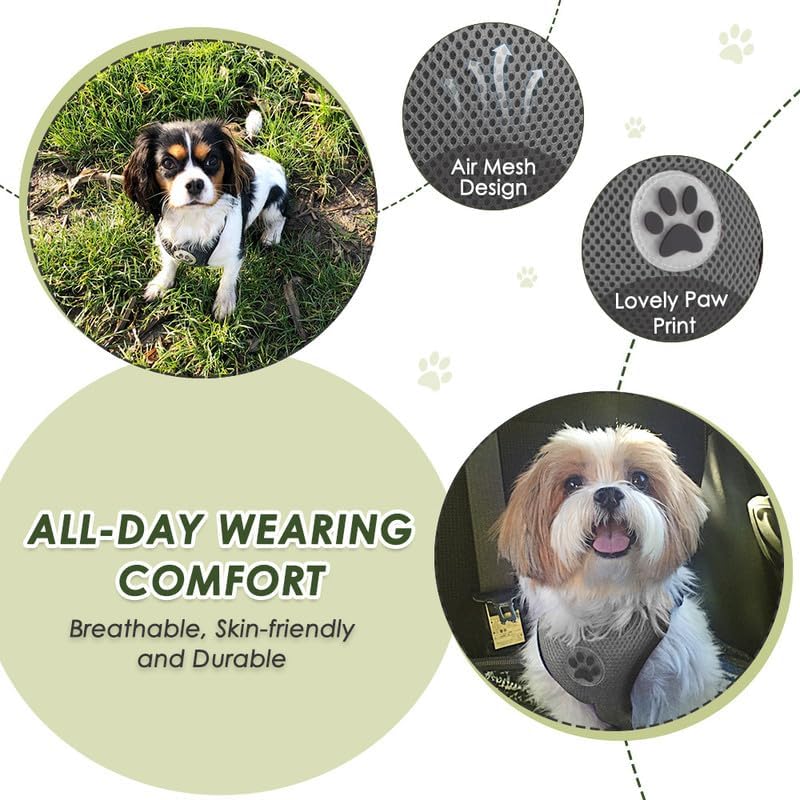 Dog Seat Belt Harness for Car, Dog Car Harness & Seatbelt, FU M | Adjustable Mesh Breathable Harness & Dog Seatbelt Safety Tether with Elastic Bungee & Double Clips for Small Medium Large Pet