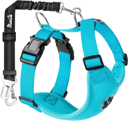 Dog Seat Belt Harness for Car, Dog Car Harness & Seatbelt, FU M | Adjustable Mesh Breathable Harness & Dog Seatbelt Safety Tether with Elastic Bungee & Double Clips for Small Medium Large Pet