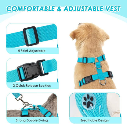 Dog Seat Belt Harness for Car, Dog Car Harness & Seatbelt, FU M | Adjustable Mesh Breathable Harness & Dog Seatbelt Safety Tether with Elastic Bungee & Double Clips for Small Medium Large Pet