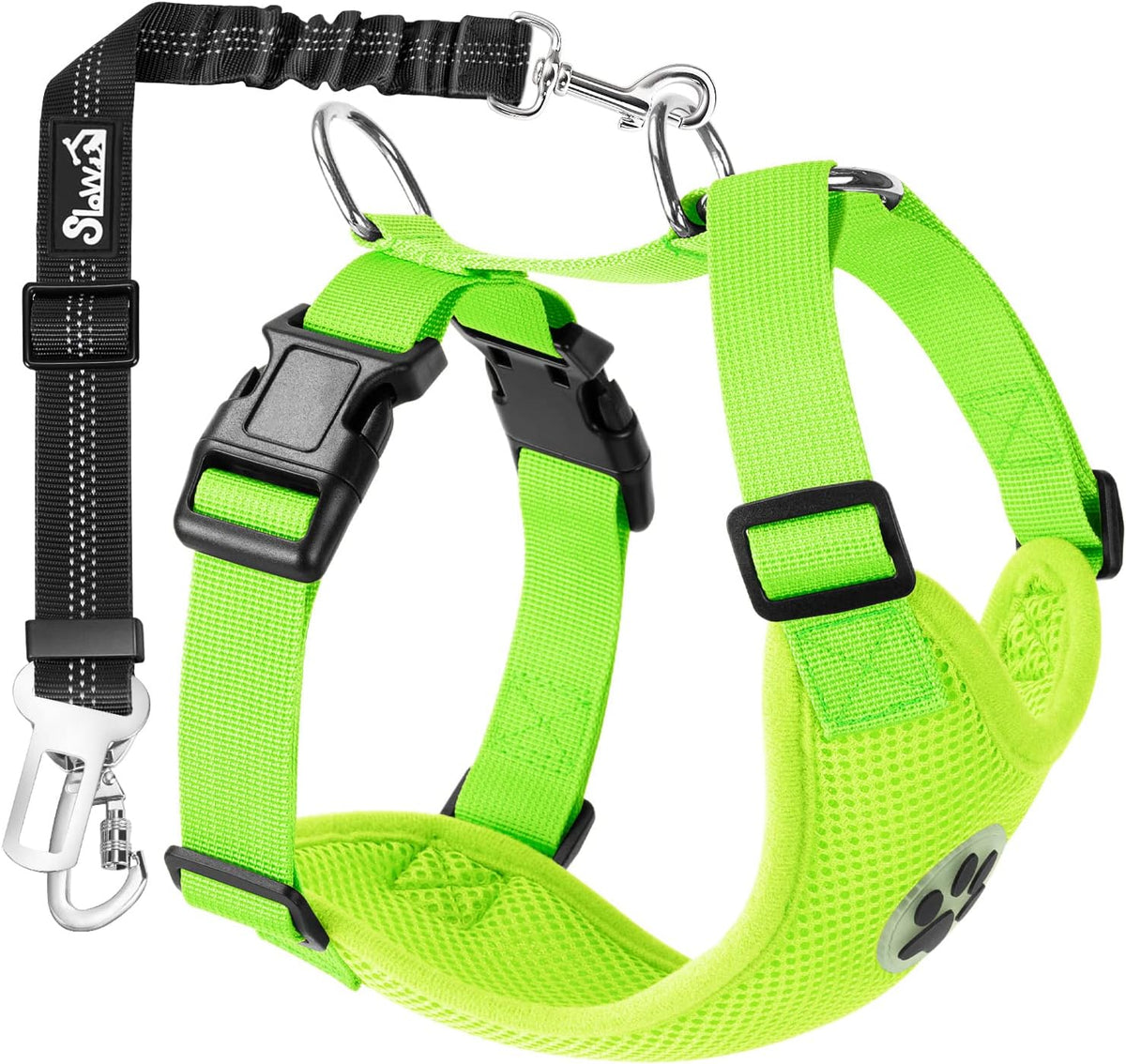 Dog Seat Belt Harness for Car, Dog Car Harness & Seatbelt, FU M | Adjustable Mesh Breathable Harness & Dog Seatbelt Safety Tether with Elastic Bungee & Double Clips for Small Medium Large Pet