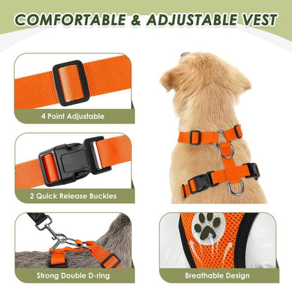 Dog Seat Belt Harness for Car, Dog Car Harness & Seatbelt, FU M | Adjustable Mesh Breathable Harness & Dog Seatbelt Safety Tether with Elastic Bungee & Double Clips for Small Medium Large Pet