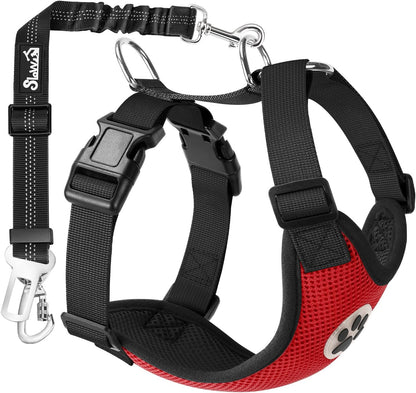 Dog Seat Belt Harness for Car, Dog Car Harness & Seatbelt, FU M | Adjustable Mesh Breathable Harness & Dog Seatbelt Safety Tether with Elastic Bungee & Double Clips for Small Medium Large Pet