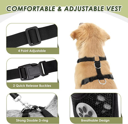 Dog Seat Belt Harness for Car, Dog Car Harness & Seatbelt, FU M | Adjustable Mesh Breathable Harness & Dog Seatbelt Safety Tether with Elastic Bungee & Double Clips for Small Medium Large Pet