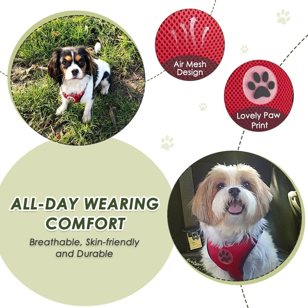 Dog Seat Belt Harness for Car, Dog Car Harness & Seatbelt, FU M | Adjustable Mesh Breathable Harness & Dog Seatbelt Safety Tether with Elastic Bungee & Double Clips for Small Medium Large Pet