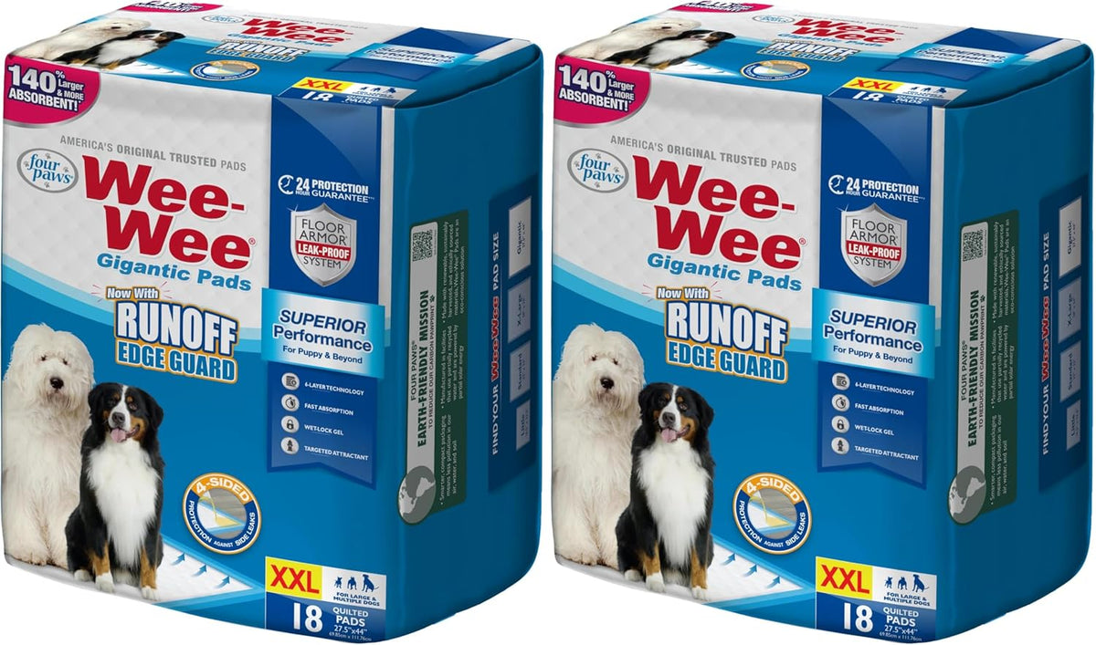 Wee-Wee Superior Performance Pee Pads for Dogs with Runoff Barrier Edge Guard Protection, Puppy & Dog Potty Training Pads, Housebreaking Pet Supplies, 27.5" x 44"