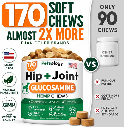 Glucosamine for Dogs - 250 Chews with Chondroitin, Hip and Joint Supplement