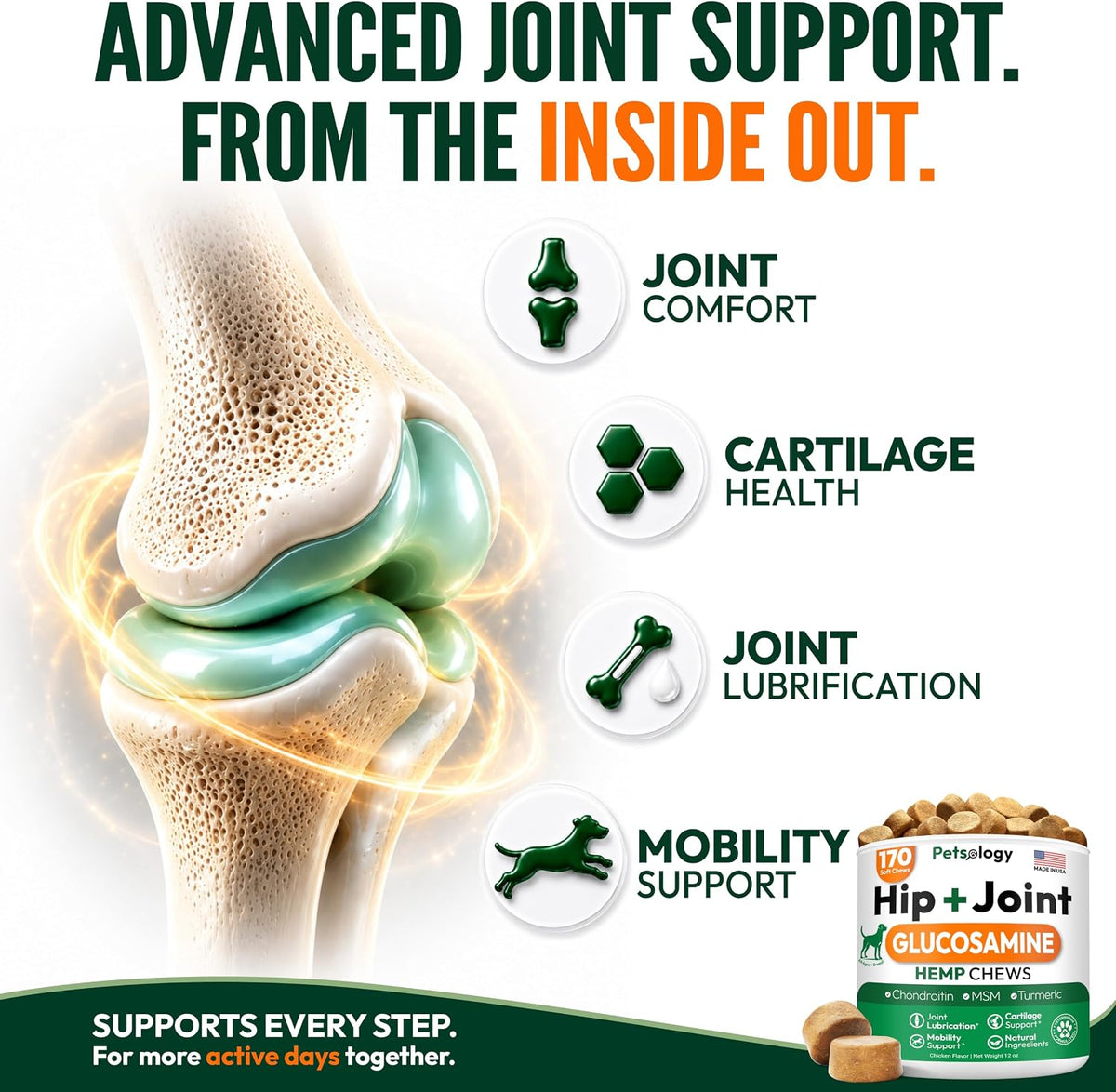 Glucosamine for Dogs - 250 Chews with Chondroitin, Hip and Joint Supplement