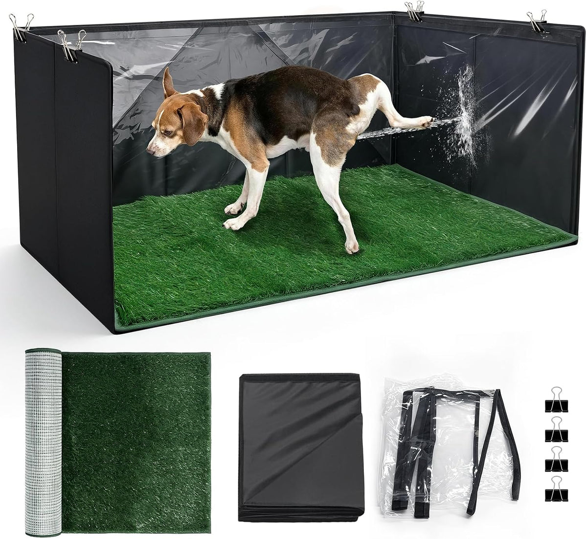 High Walls Dog Litter Box with Artificial Grass Waterproof PVC Liner