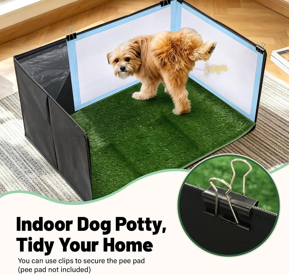High Walls Dog Litter Box with Artificial Grass Waterproof PVC Liner